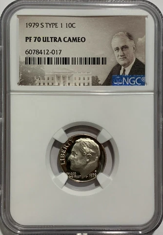 1979 S TYPE 1 GEM PROOF ROOSEVELT DIME NGC PF70 ULTRA CAMEO 10C PORTRAIT LABEL Cover