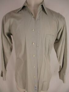 Gitman Bros Mens Beige Microcheck Long Sleeve Cotton Dress Shirt 14.5-32