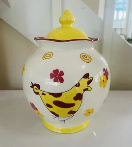 Unique Jar Chicken And Flowers Vintage - Picture 1 of 8