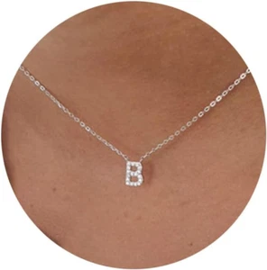 Initial Necklaces for Women, Dainty Silver Letter Necklace Sterling Silver Perso - Picture 1 of 12