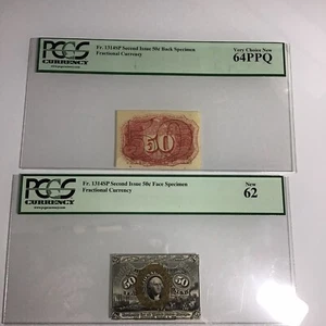 FR#1314SP Second Issue 50cents Specimen Pair,PCGS 64&62.Fractional Currency - Picture 1 of 6