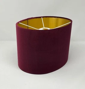 Lampshade Burgundy Velvet Brushed Gold Oval Light Shade - Picture 1 of 8