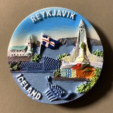 Reykjavik Iceland Tourist Souvenir 3D Resin Refrigerator Fridge Magnet Round