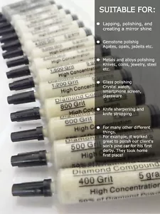 Diamond Paste Kit of 15 Syringes 200,000 to 400 Grit High (50%) Concentration - Picture 1 of 13