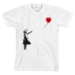 Camiseta Banksy Graffiti Globo Niña Corazón *TODAS LAS TALLAS Y NUEVA* - Imagen 1 de 1