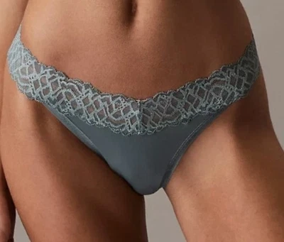 Tanga Panty Calvin Klein Attraction Micro Encaje Cintura Gris Azul Mujer Talla XL 8 Foto 1 de 4