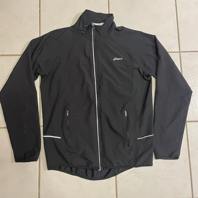 Chaqueta cortavientos Asics para hombre talla M cremallera completa y bolsillos negra viento agua Foto 1 de 4