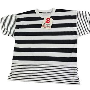 Vintage 90s Striped Top T-Shirt Women's XL White & Black Whimsygoth Beetlejuice - Picture 1 of 9
