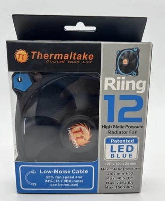 Thermaltake CL-F038-PL12BU-A Riing 12 High Static Pressure Blue LED Radiator Fan - Image 1 of 4