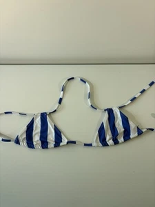 Top de bikini azul liso y a rayas S - Imagen 1 de 4