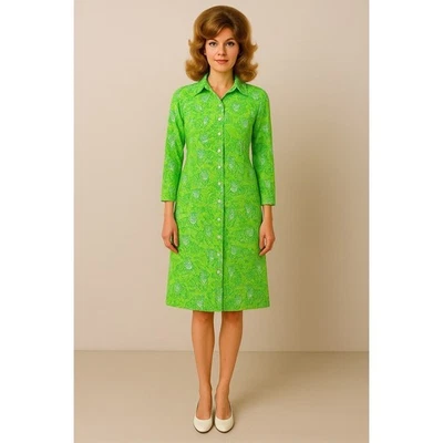 Lilly Pulitzer Vintage 70s "The Lilly" Shirt Dress Green Tiger Print Zuzek Tigre - Image 1 of 4