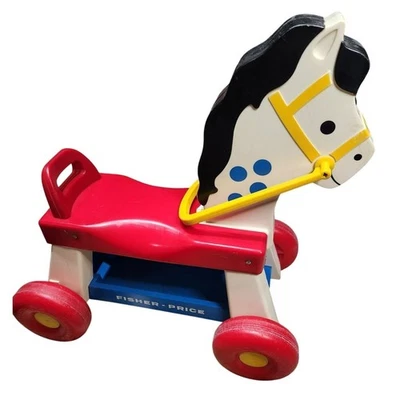 1976 Vintage Fisher Price passeio a cavalo brinquedo - Imagem 1 de 4