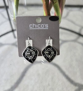 Chicos Silver Black Earrings NWT - Picture 1 of 4