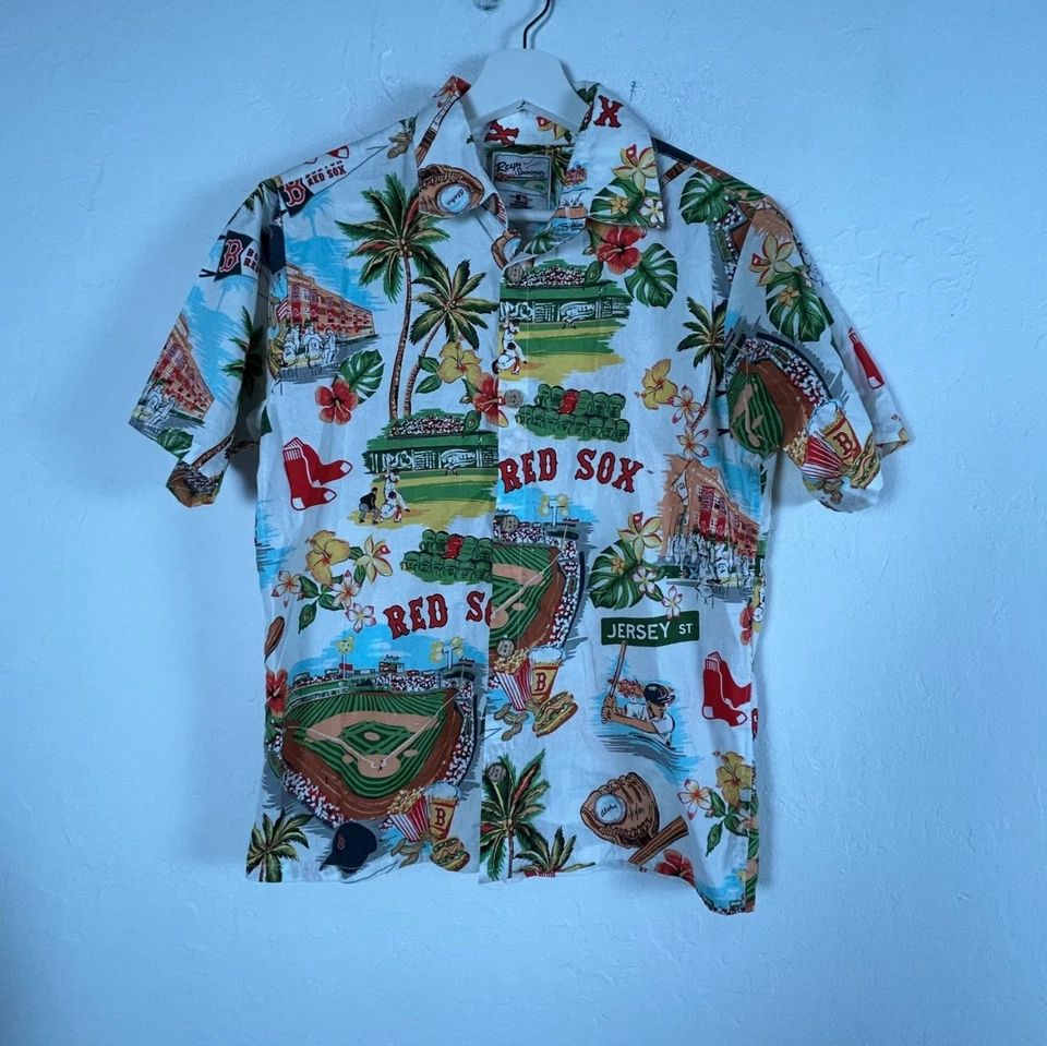 Reyn Spooner Kids  Boston Red Sox Scenic Button-Up Hawaiian Shirt XL White/Green Foto 1 de 4