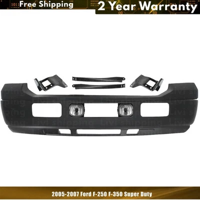 Front Bumper Primed & Brackets Kit For 2005-2007 Ford F-250 F-350 Super Duty Foto 1 de 4