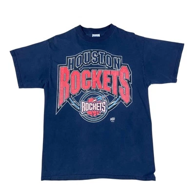 Tultex 复古休斯顿火箭队蓝色 T 恤褪色 Thrashed L — 第 1/4 张图片
