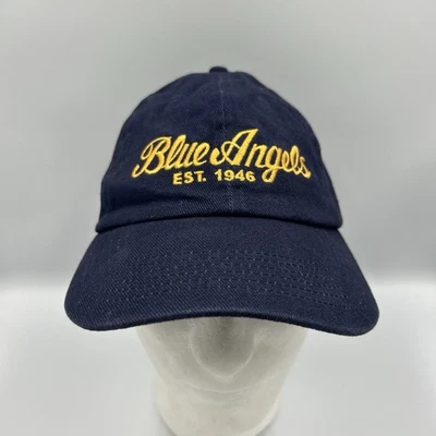 Sombrero con correa trasera Blue Angels Script azul marino talla única Foto 1 de 4