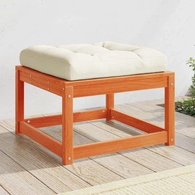 Garden Footstool  Brown Solid Pine Wood 63.5x63.5x38 cm Outdoor Slatted - Image 1 of 4