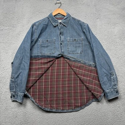 Camisa vaquera vintage LL Bean para hombre mediana de franela forrada tareas granero chamarra azul Foto 1 de 4