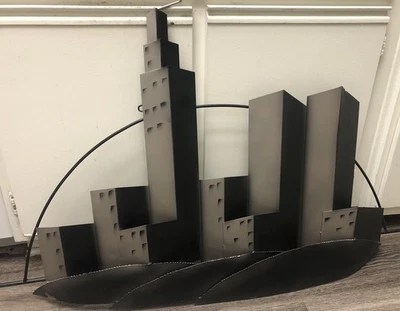 CURTIS JERE Rascacielos Nueva York Escultura de Pared Arte De Colección MCM 1995 Foto 1 de 4