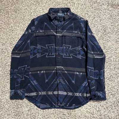 Polo Ralph Lauren Flannel Shirt Mens Medium Aztec Southwest Navajo Chinstrap - Image 1 of 4