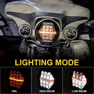 Powerful Headlight 120W 7 inch Honeycomb LED with Bracket for Harley-Davidson - Picture 1 of 14