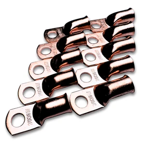 10x 2/0 Gauge 3/8" Hole OFC Copper Ring Terminal 00 GA M10 Lug Battery Connector - Picture 1 of 6