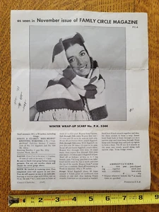 Vintage Winter Wrap-Up SCARF Knitting Instruction Sheet (Family Circle Magazine) - Picture 1 of 5