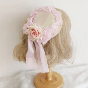 Retro Women Fascinator with Ribbon Bow Floral Victorian Girls Lolita Headpiece - Picture 1 of 7