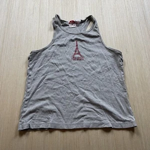 Vintage 90s Y2K Tank Top Babydoll Cyber Emo Goth S Eiffel Tower I See London - Picture 1 of 8