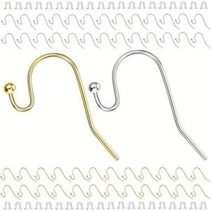 1 Box Earring Hooks Ball Ear Wire with Rubber Backs for Jewelry Making Supplies - Picture 1 of 11