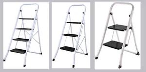 Steel Folding 1 2 3 4 Step Ladder Safety NonSlip Small Stool Ladders Kitchen DIY - Picture 1 of 26