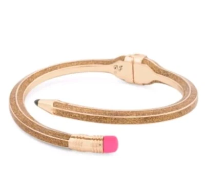 Brazalete Betsey Johnson Oro Brillo Lápiz Bisagras Regreso a la Escuela Maestro Foto 1 de 2