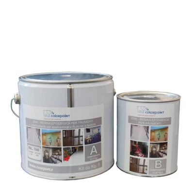 RESINA EPOSSIDICA BICOMPONENTE PER PAVIMENTI LUCIDA 5Kg  A+B AUTOLIVELLANTE - Immagine 1 di 4