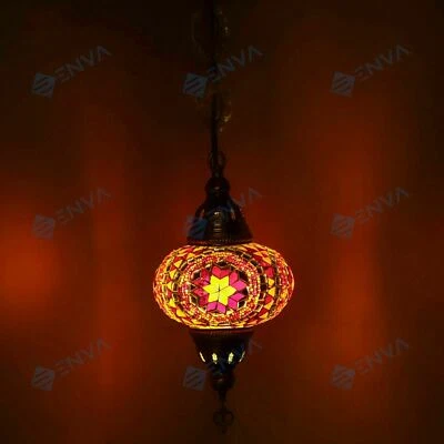 Lustre suspension plafonnier mosaïque Turque marocain luminaire lampe-ampoul - Photo 1/4