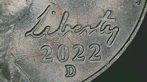 2022 D Jefferson Nickel US 5C ERRORE MONETA DRITTO RADDOPPIO su DATA & LIBERTY N734 - Foto 1 di 3