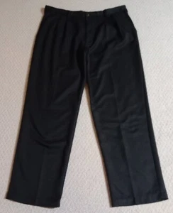 Haggar Mens Size (38 X 32) Black 100% Polyester Pleated Dress Pants 23 - Picture 1 of 8