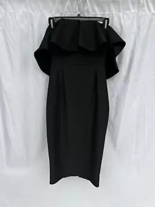 A.peach strapless pencil dress top ruffle zip back solid black womens size small - Picture 1 of 4