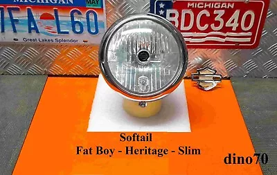 Harley Davidson faro anteriore cromato da 7" x Softail Fat Boy Heritage Slim ecc - Immagine 1 di 4