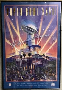 Poster ORIGINALE incorniciato Super Bowl XXVII 22x33” 1993 Dallas Cowboys a Pasadena - Foto 1 di 1