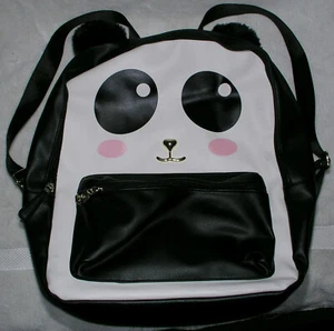 Handbag Panda Backpack Purse Luv Betsey Johnson Medium Faux Leather Black White - Picture 1 of 12