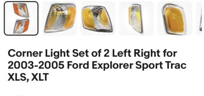 Juego de luces de esquina. 2 piezas Ford Explorer Sport Trac 2003-2005 XLS/XLT  Foto 1 de 4
