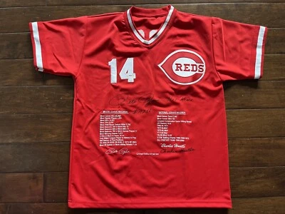 Pete Rose Charlie Hustle Hit King Signed Autograph Stat Jersey #149/500 PSA DNA - Image 1 of 4