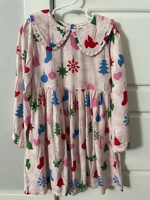Tucker + Tate Niñas Vacaciones Navidad Vestido Rosa Talla 6 Adornos Manga Larga Foto 1 de 4