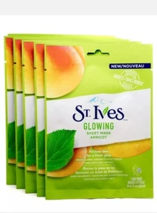 St. Ives GLOWING Sheet face Mask Revives Skin for a Fresh Glow  8 packs NEW  - Picture 1 of 5