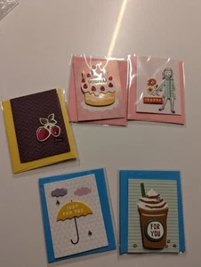 Assorted Lot Of 5 Mini 3-D Greeting Cards & envelope gems Thanks Hello Birthday - Picture 1 of 10