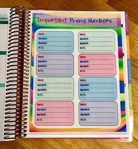 Important Phone Dashboard Insert for use with Erin Condren Life Planner - Picture 1 of 3