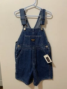 VTG Y2K OshKosh B'Gosh Genuine Vestbak Jean Denim Overall Shorts Boys 4T NWT - Picture 1 of 8