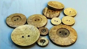 Coconut Shell Wooden 2 Hole Buttons, 51mm, 38mm, 34mm, 25mm, 20mm 18mm or 12mm - Picture 1 of 7