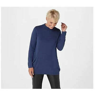 NUEVO $55 Suéter Cuello Simulado Joan Rivers con Bolsillos Cuchara Azul Pizarra XXS Foto 1 de 3